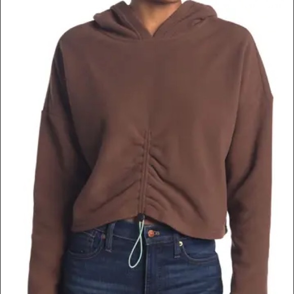 Cinched Front Fleece Crop Hoodie NWT - Picture 7 of 7